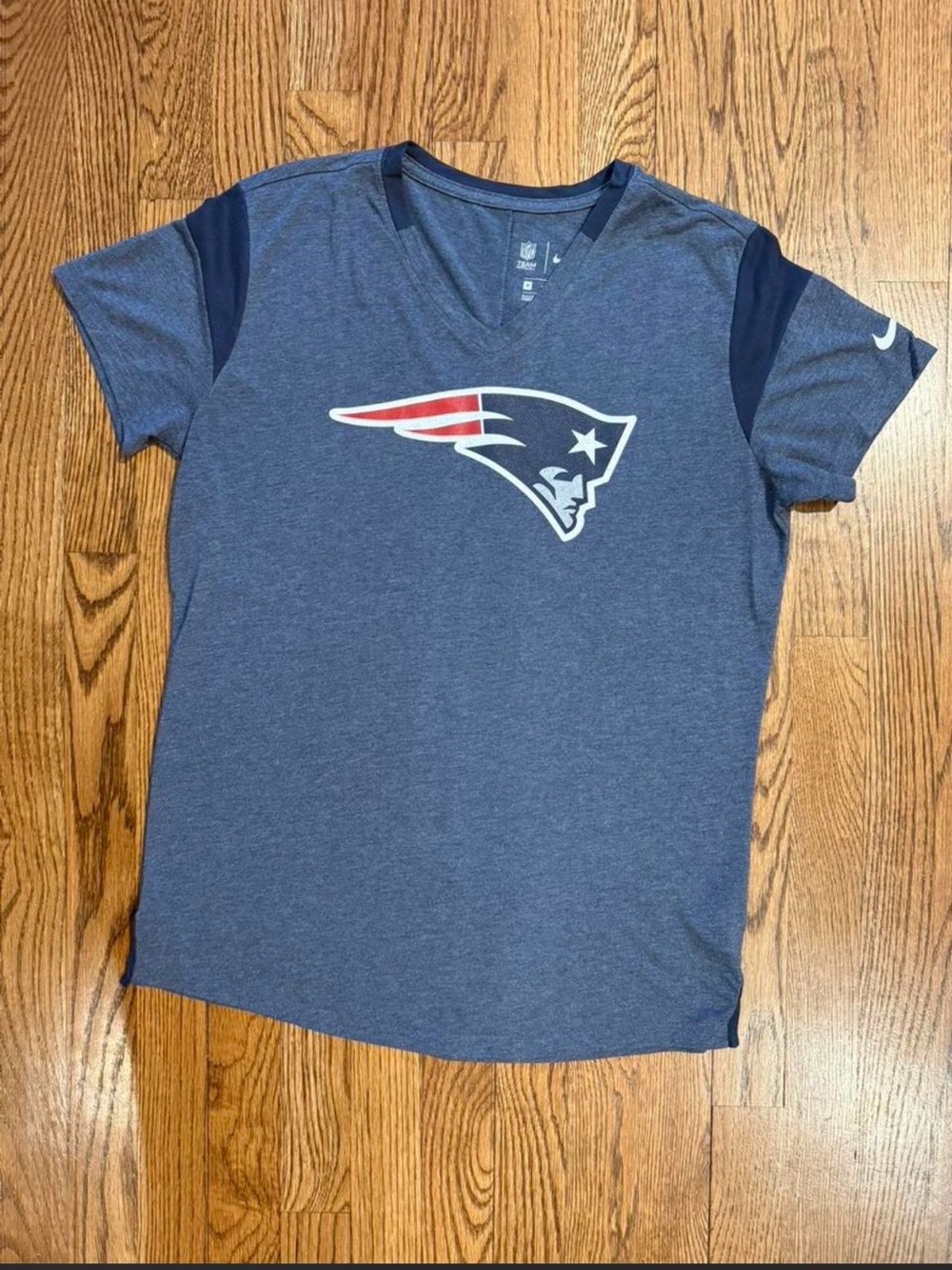 NFL New England Patriots Navy and Red V-Neck Tee